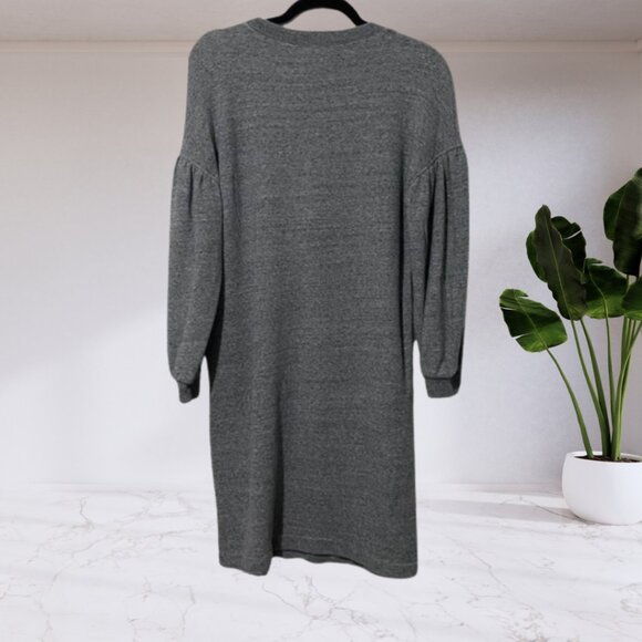 Madewell Heather Gray Sweatshirt Dress w/ Bubble Sleeves – Comfy & Cute - Picture 3 of 12